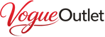 Logo of Vogue Outlet with 'Vogue' in red and 'Outlet' in black on a white background